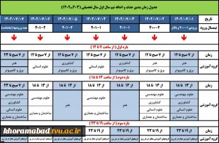 جدول زمانبندی حذف و اضافه 021