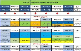 جدول زمانبندی حذف و اضافه نیمسال اول سالتحصیلی 1404-1403